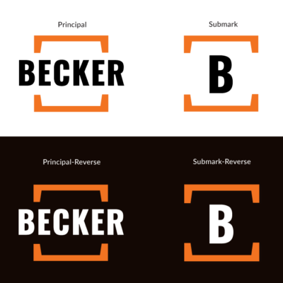 Image showing Becker Media Logo and submark in light and dark modes